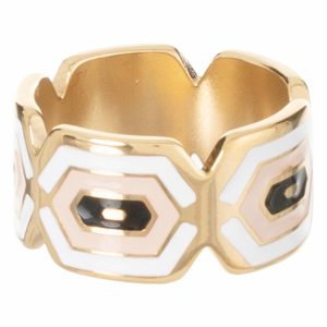 Anillo Acero Inoxidable Tallas Surtidas Rosado, Blanco Y Negro TECNO STEEL 1 Pieza