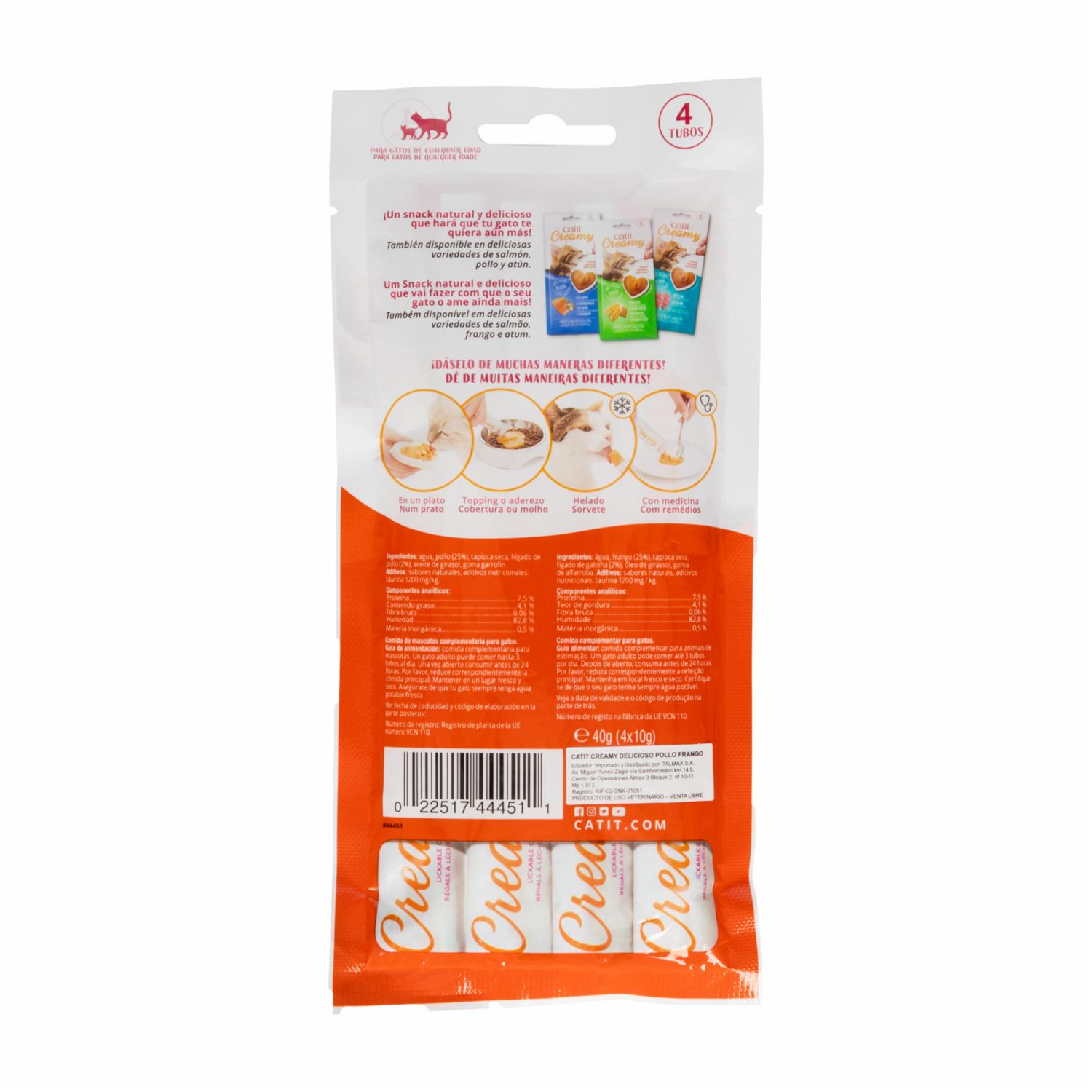 Alimento Para Gatos Húmedo Sabor Creamy Pollo CATIT 4X10 G - Image 2