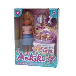 Muñeca Con Mascotas ANLILY Incluye 3 Cachorros