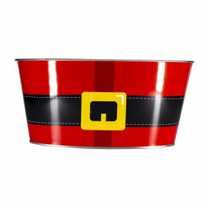 Cubo De Metal Con Estampado Navideño LPS Unidad