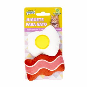 Juguete De Gato Diseño Huevo Frito Y Tocino De Felpa SOLEIL 1 Pieza