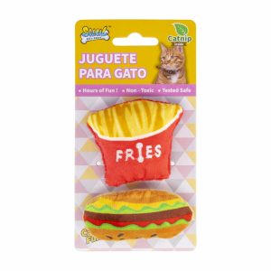 Juguete De Gato Diseño Hamburguesa Y Papas De Felpa SOLEIL 1 Pieza