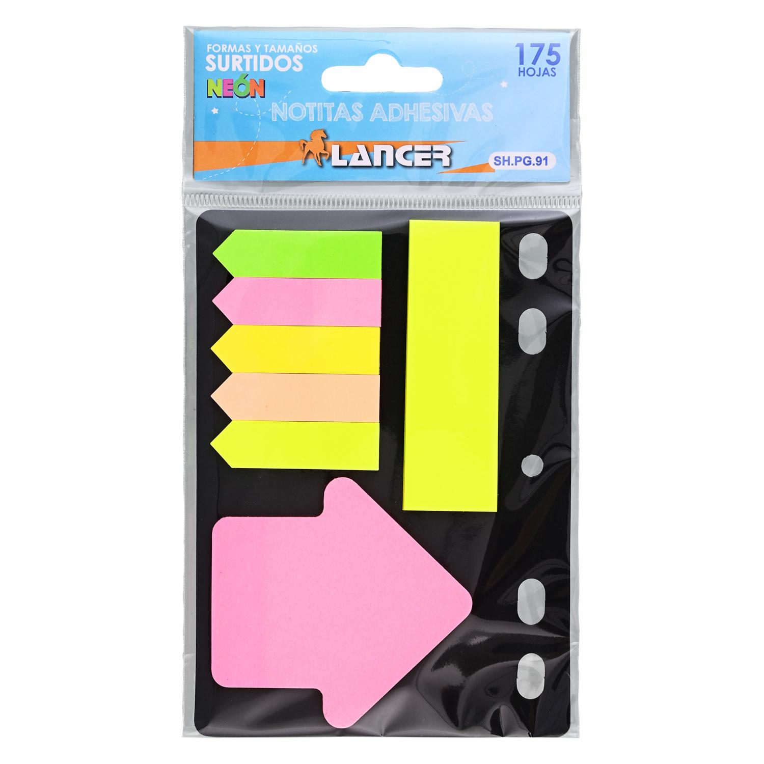 Notas Adhesivas Colores Neón Tamaños Surtidos LANCER Unidad