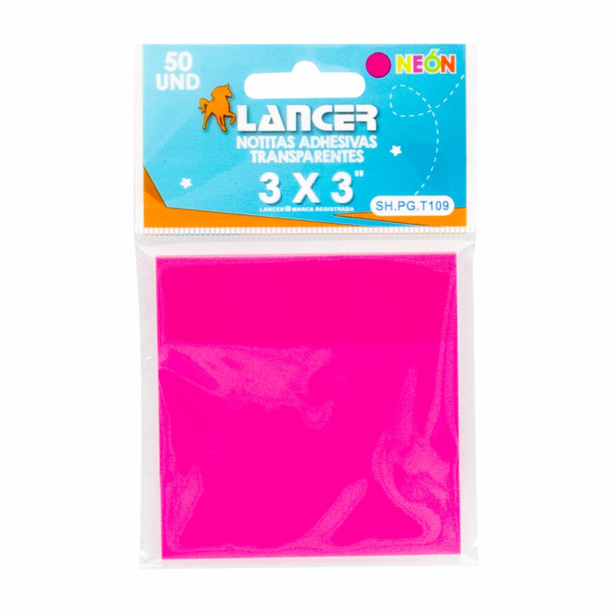 Notas Adhesivas Transparente Color Rosado LANCER Unidad