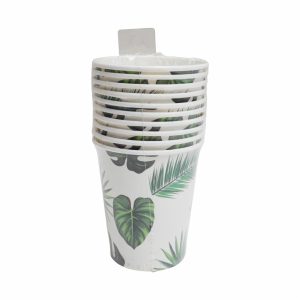 Vaso Desechable Diseño Hojas IMPORTADORA CUMPLEAÑOS 8 Uds X 8 Oz