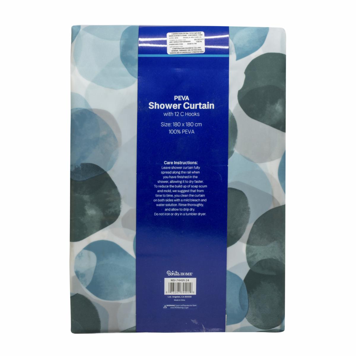 Cortina Para Ducha Con Ganchos Círculos BONITA HOME 180 X 180 Cm - Image 2