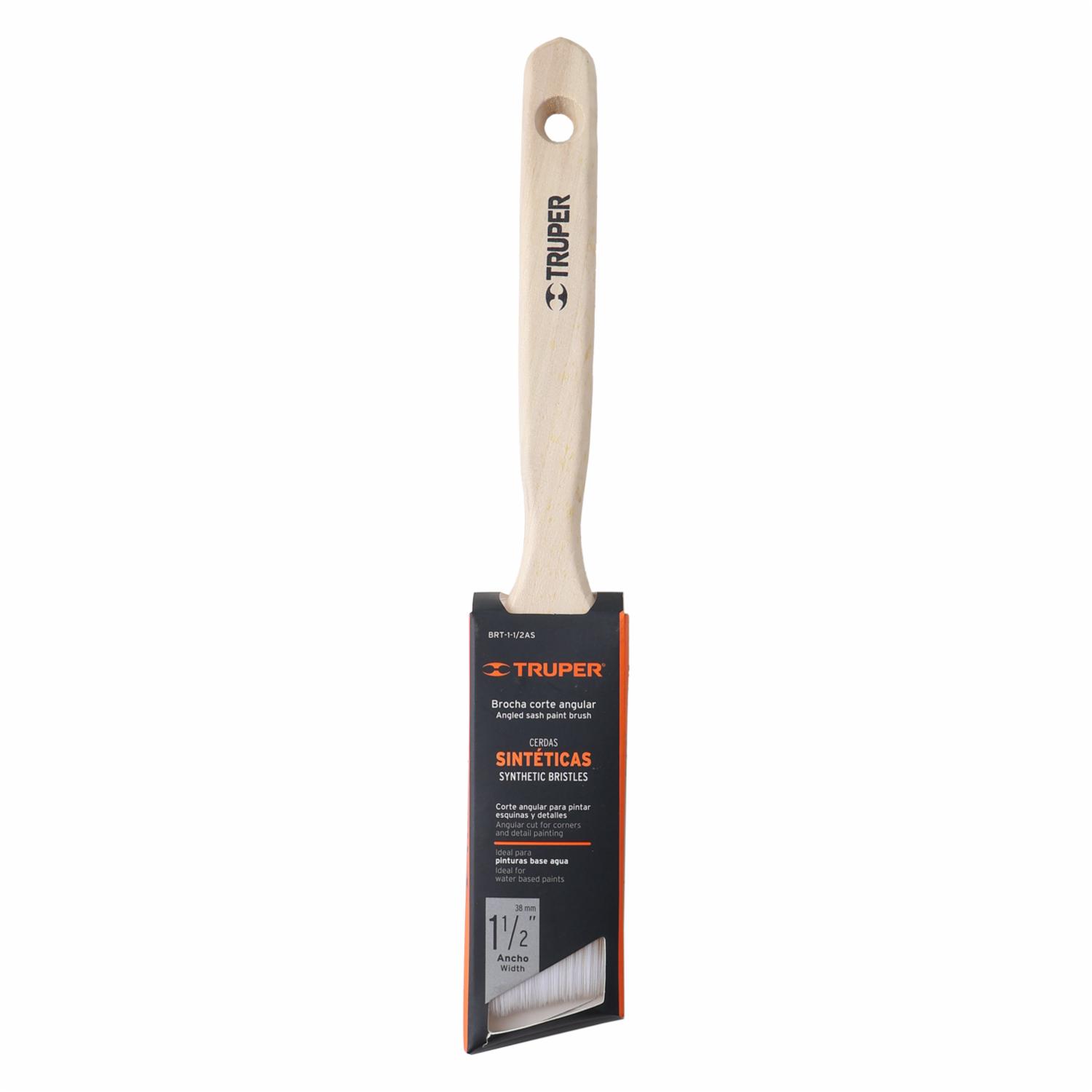 Brocha Corte Angular Con Mango De Madera TRUPER 38 Mm
