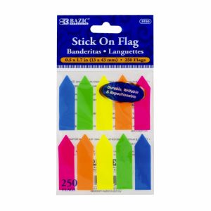 Separador Adhesivo En Forma De Banderitas Color Neón BAZIC X 250 Uds