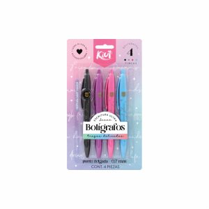 Blíster Bolígrafos De Colores KIUT X 4 Uds