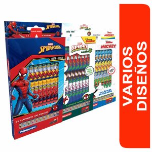 Lápices De Colores Triangulares Personajes Para Niño PRIMAVERA X 12 Uds