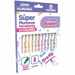 Super Plumón Punta Cónica FLOWER POWER X 12 Uds