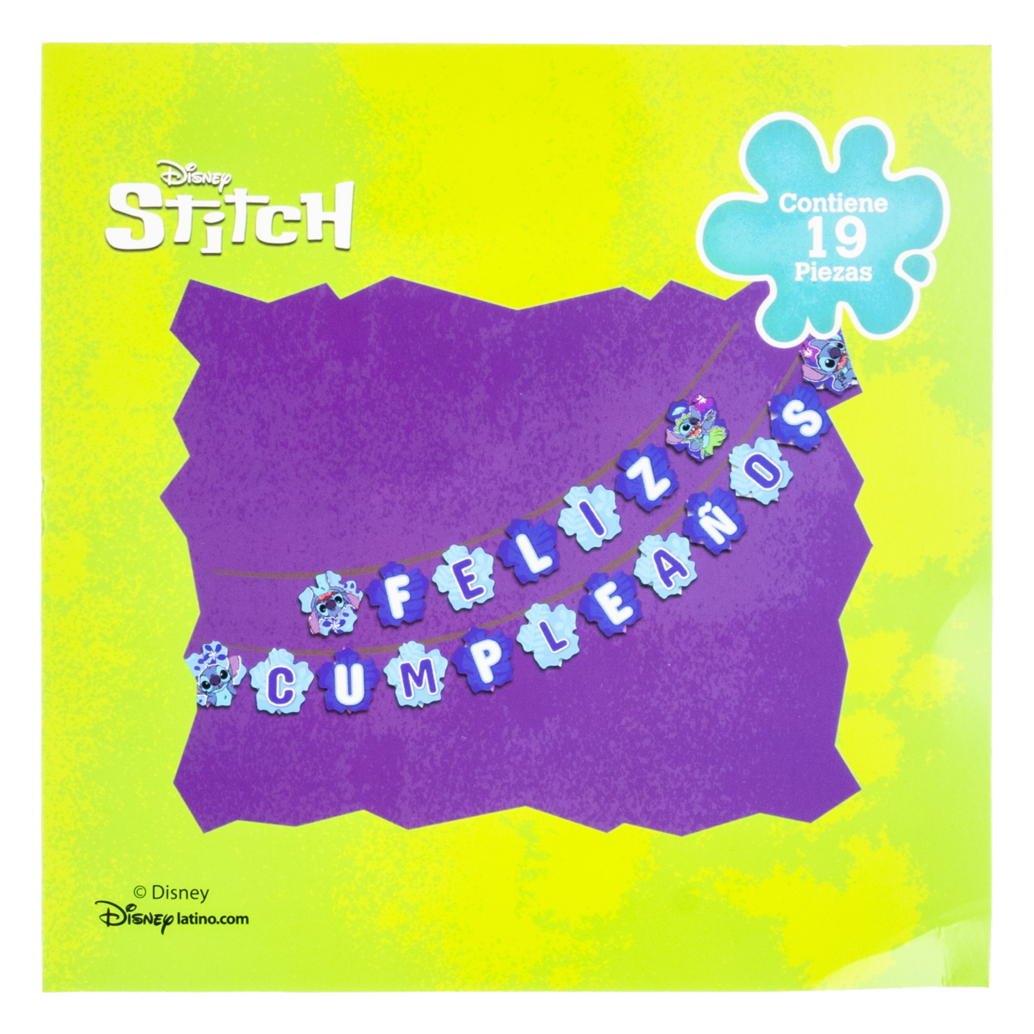 Letrero Para Cumpleaños Diseño Stitch DISNEY 19 Piezas