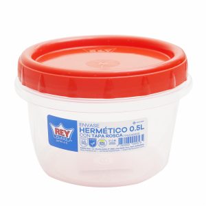 Envase Hermético Con Tapa Rosca REY PLAST 500 Ml