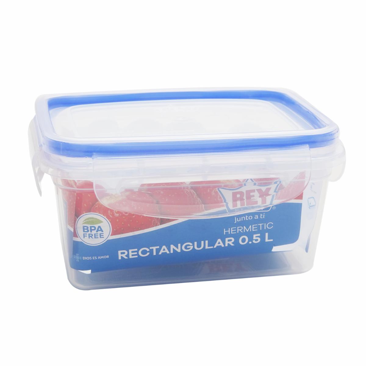 Repostero Hermético Rectangular Celeste REY PLAST 500 Ml