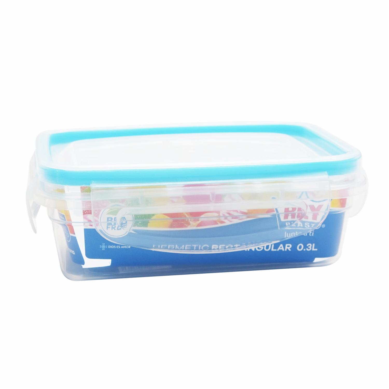 Repostero Hermético Rectangular Celeste REY PLAST 300 Ml