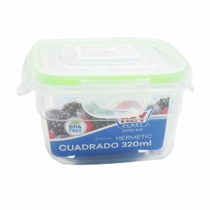 Repostero Hermético Cuadrado Fucsia REY PLAST 320 Ml
