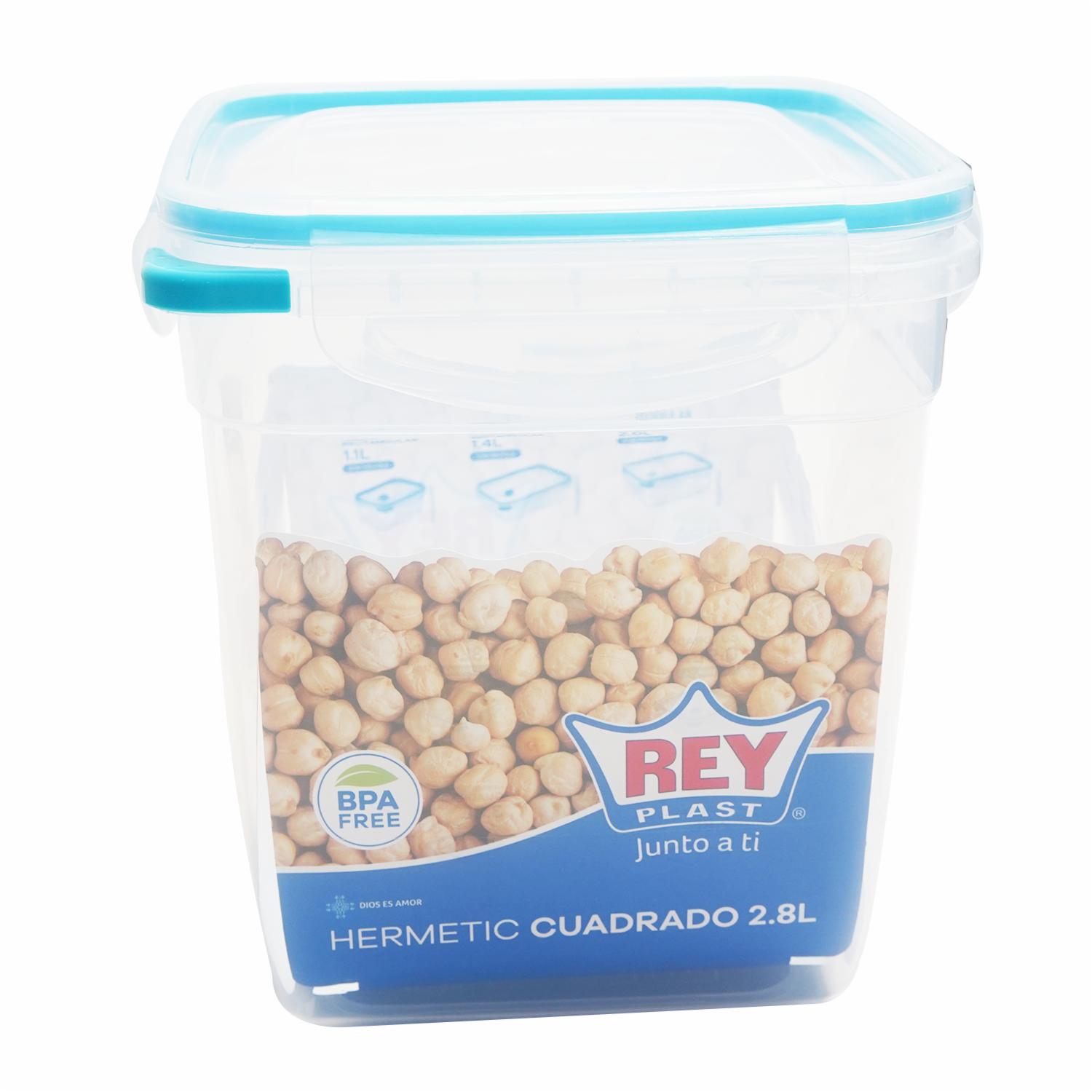 Repostero Hermético Cuadrado Verde REY PLAST 2.8 Litros