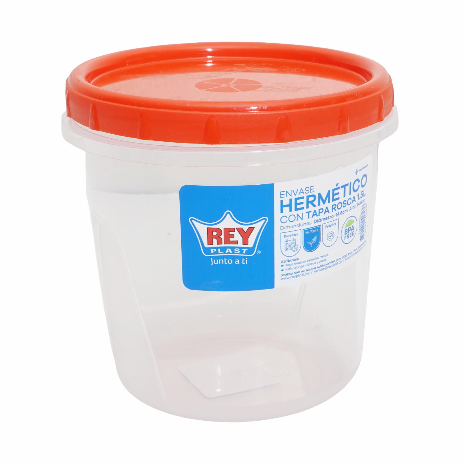Repostero Hermético Con Tapa Rosca REY PLAST 1.5 L