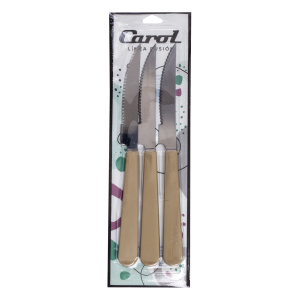 Set De Cuchillos De Mesa Mango Beige CAROL X 3 Piezas