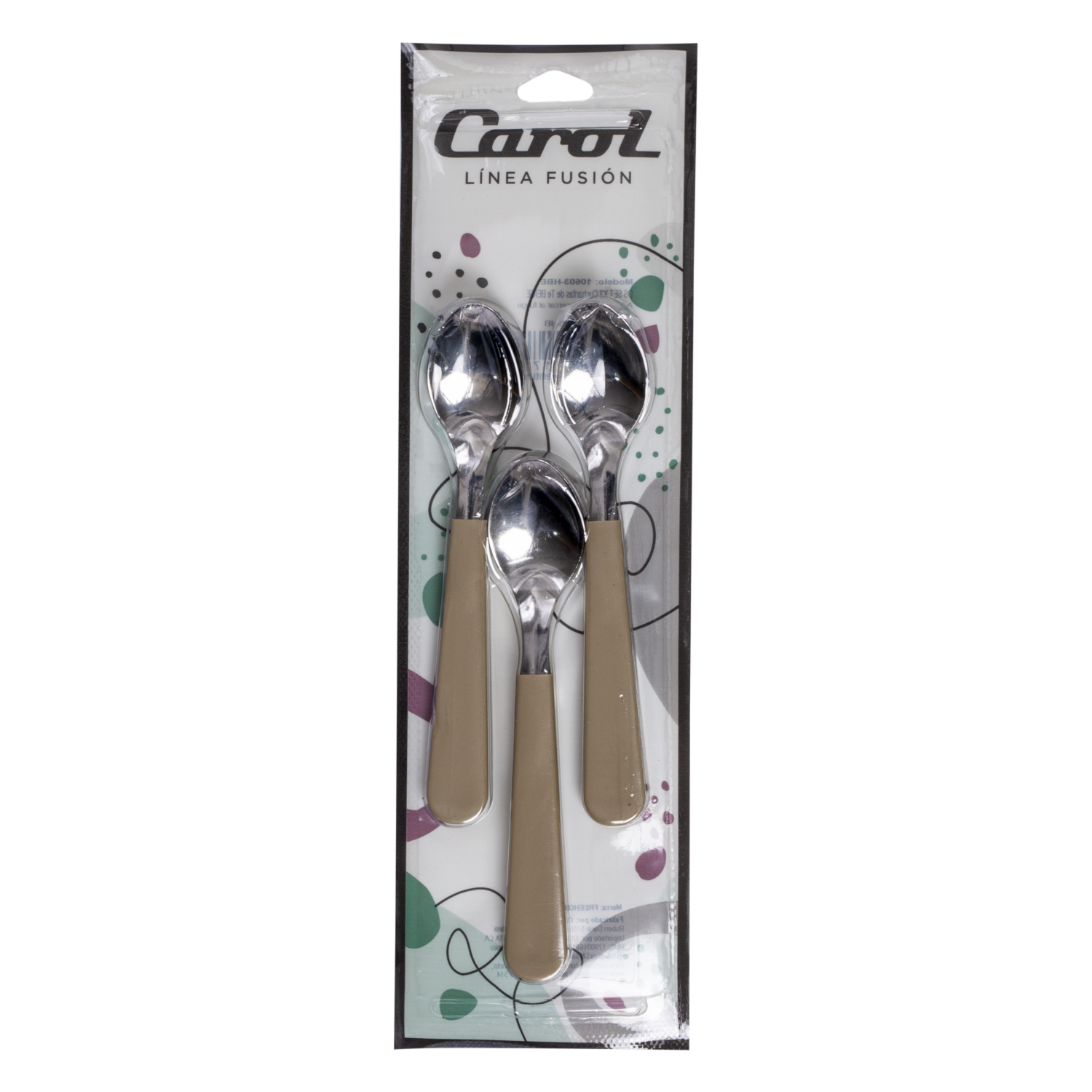 Set De Cucharitas De Te Mango Beige CAROL X 3 Piezas