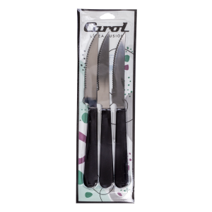 Set De Cuchillos De Mesa Mango Gris Oscuro CAROL X 3 Piezas