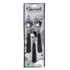 Set De Cucharitas De Te Mango Gris Oscuro CAROL X 3 Piezas