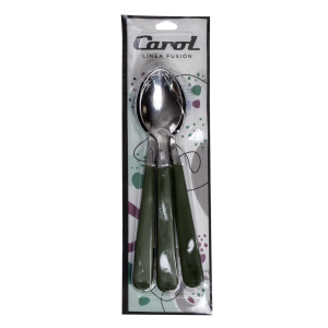 Set De Cucharas De Mesa Mango Verde Militar CAROL X 3 Piezas