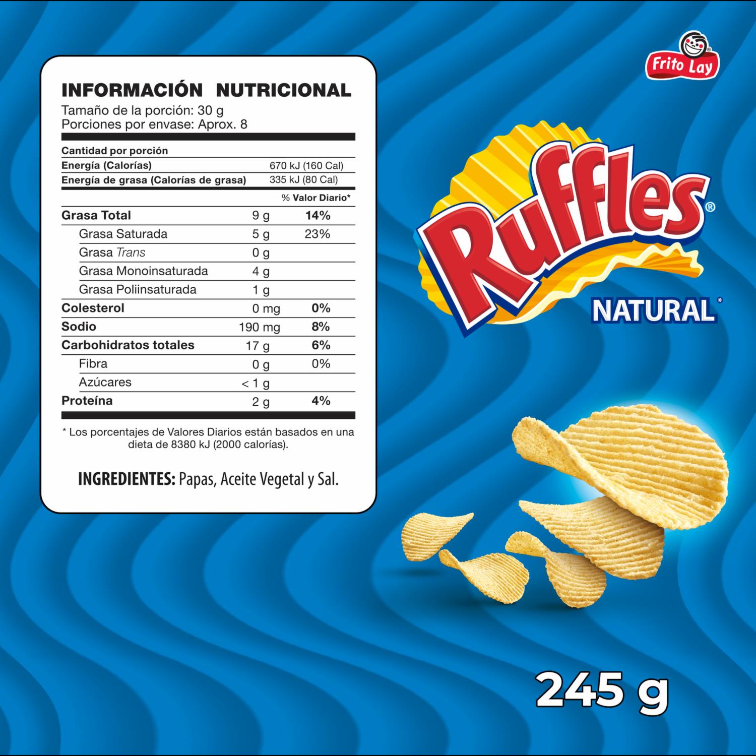 Papas Fritas Naturales RUFFLES 245 G - Image 2