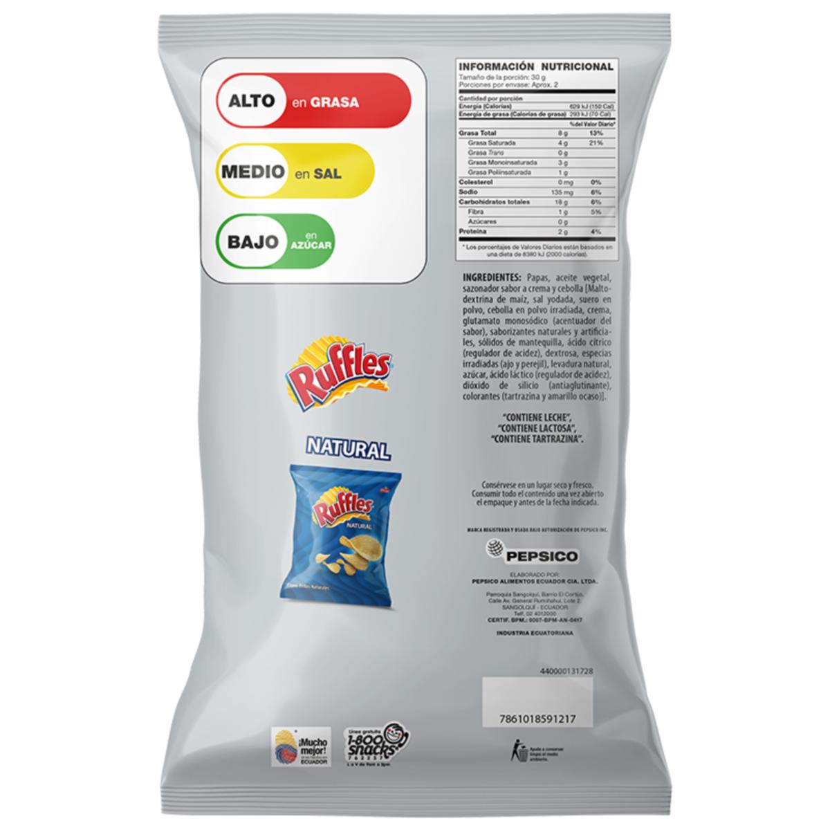 Papas Fritas Sabor A Crema Y Cebolla RUFFLES 68 G - Image 3