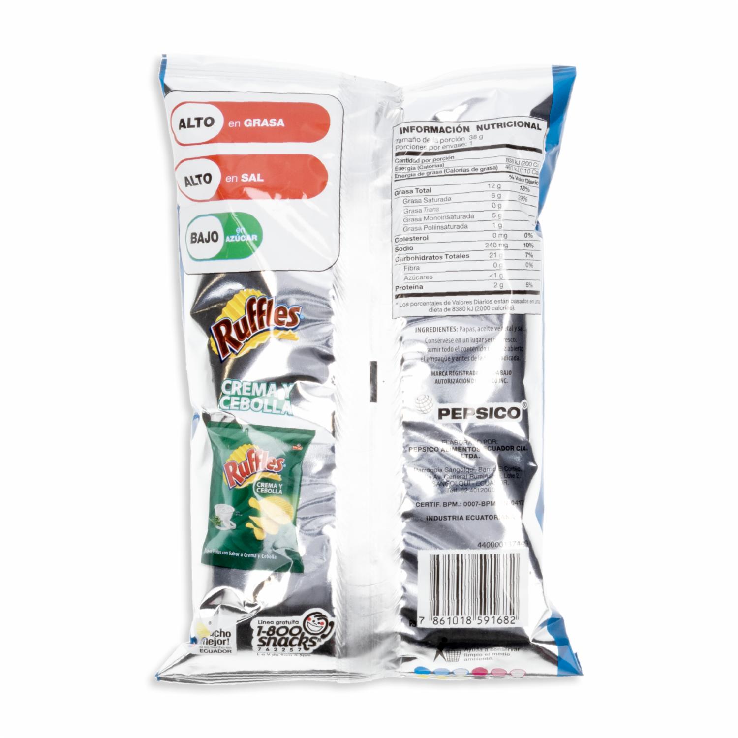 Papas Fritas Sabor Natural RUFFLES 38 G - Image 2