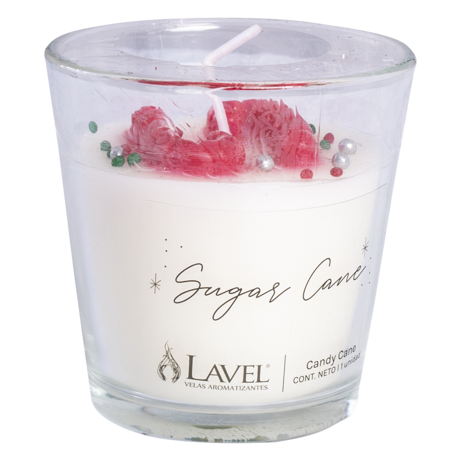 Vela Aromática Navideña Sugar Cane Fragancia Bastón De Caramelo LAVEL 130 G