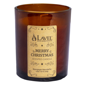 Vela Aromática Navideña Vaso Ámbar Fragancia Rompope Navideño LAVEL 200 G