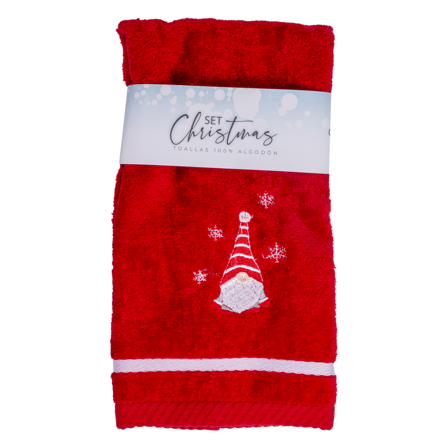 Toalla De Cara Colección Navideña Velour Chili Pepper Gnomo Bordado RENATTA 50 X 30 Cm