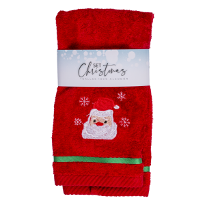 Toalla De Cara Colección Navideña Velour Chili Pepper Noel Bordado RENATTA 50 X 30 Cm