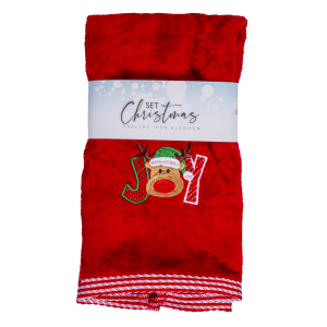 Toalla De Cara Colección Navideña Velour Chili Pepper Joy Bordado RENATTA 50 X 30 Cm