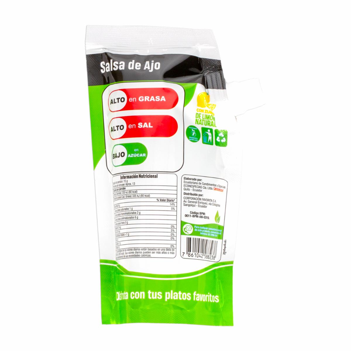 Salsa De Ajo Doypack EL ARTESANAL 200 G - Image 2
