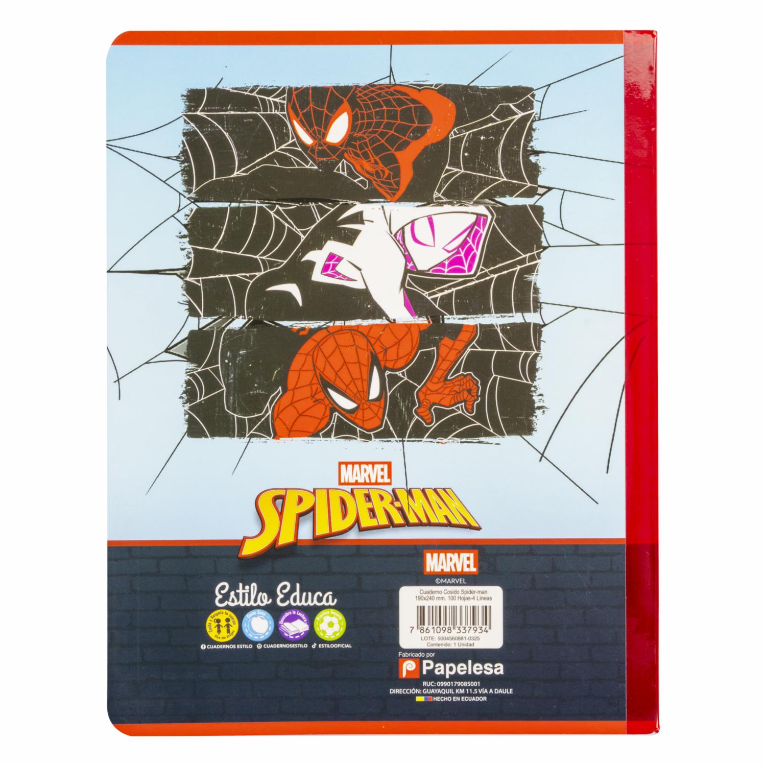Cuaderno Cosido 4 Líneas Diseño Spider-Man ESTILO 100 Hojas - Image 2