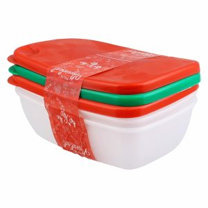 Set Reposteros Con Tapa Deliware Navidad PLAPASA 3 Piezas