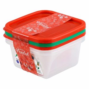 Set Reposteros Con Tapa Noche Buena PLAPASA 3 Piezas