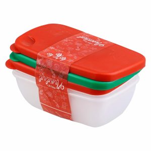 Set Reposteros Con Tapa Deliware Navidad PLAPASA 3 Piezas