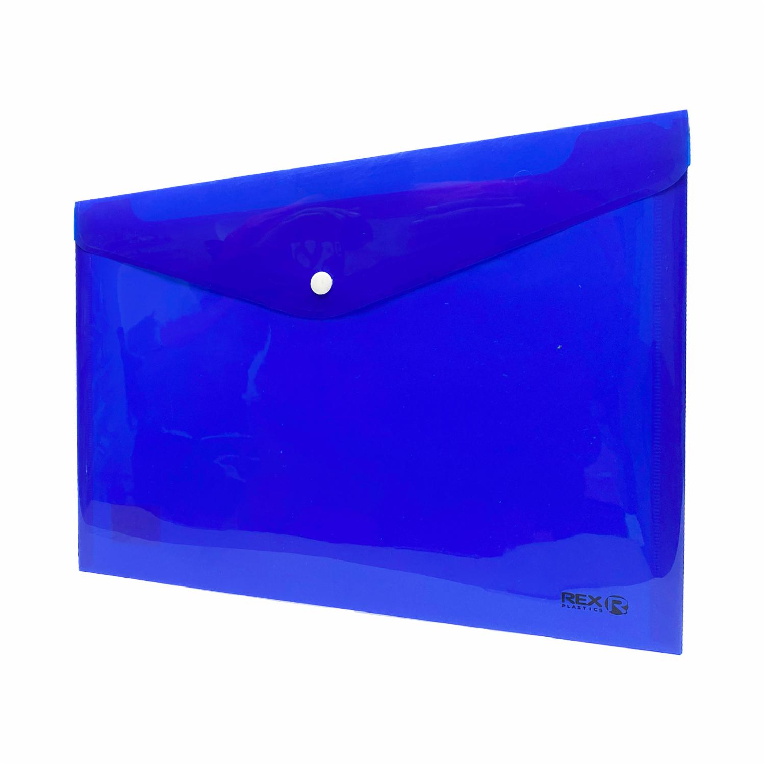 Sobre Porta Documento Azul Con Broche Plástico REX PLASTICS A4 - Image 2