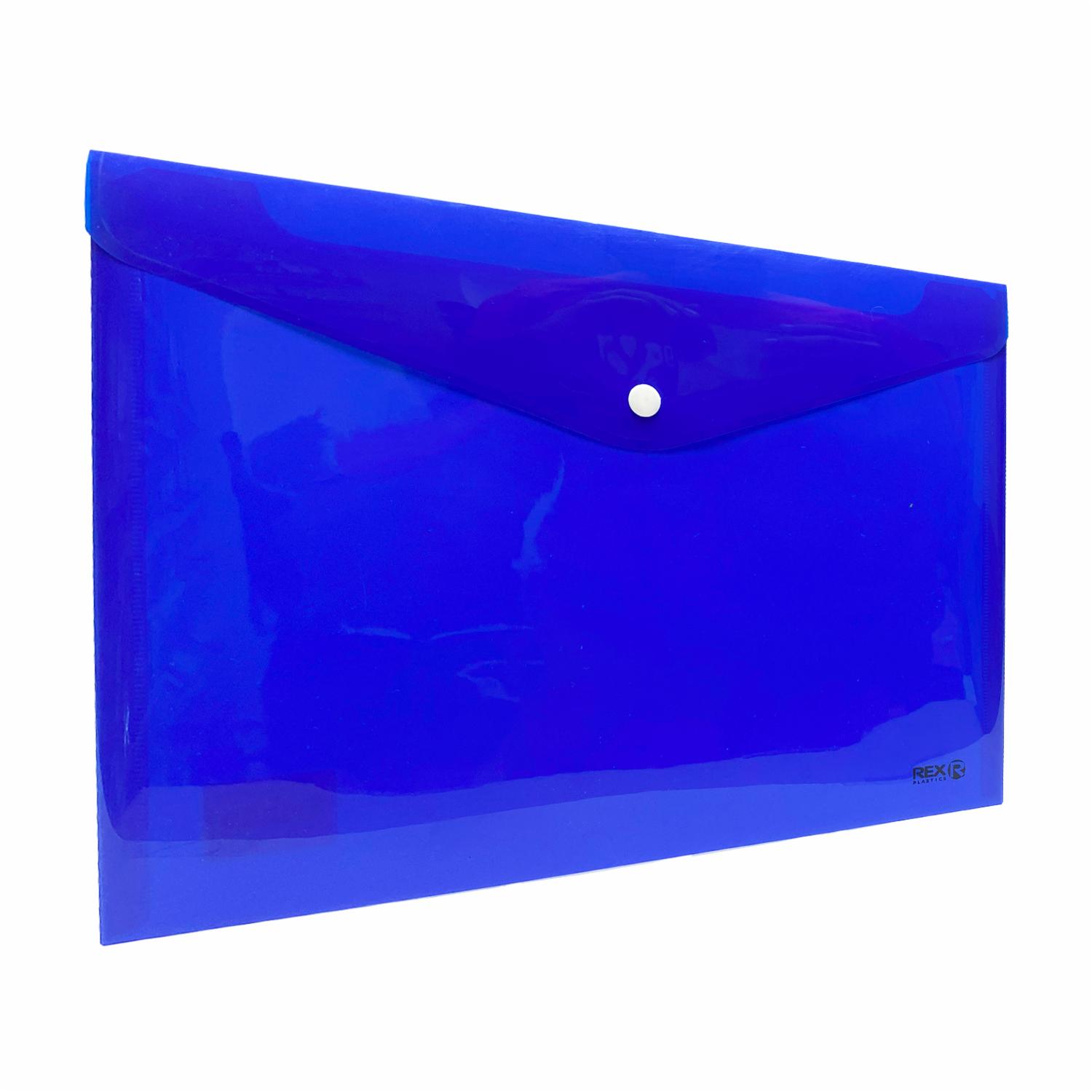 Sobre Porta Documento Azul Con Broche Plástico REX PLASTICS A4 - Image 3