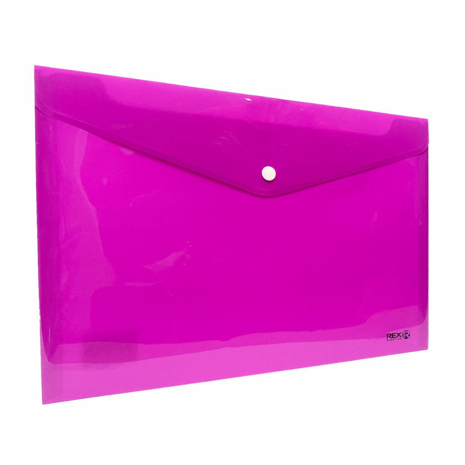 Sobre Porta Documento Morado Con Broche Plástico REX PLASTICS A4 - Image 3