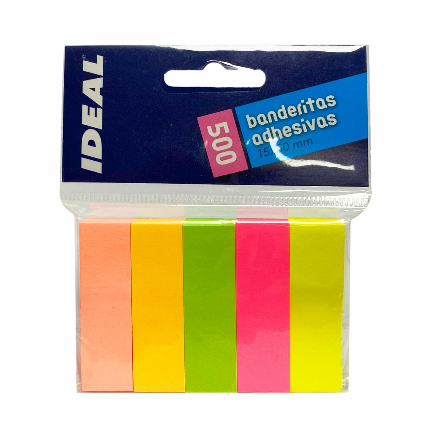 Banderitas Adhesivas Neón Surtido 500 Hojas IDEAL 15X50 MM