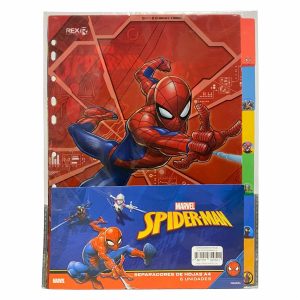 Separadores De Hojas Diseño Spiderman 6 Unidades REX PLASTICS A4