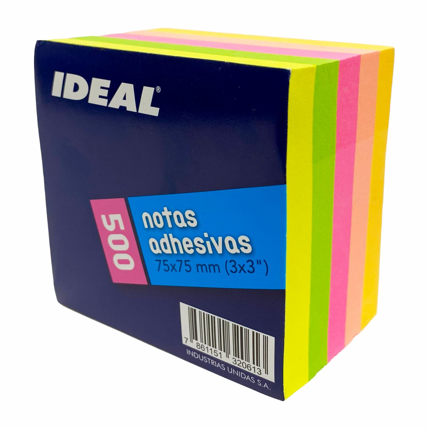 Notas Adhesivas Neón Cubo 5 Colores IDEAL 500 Hojas - Image 2