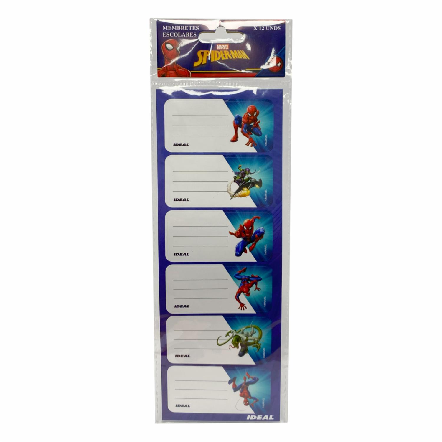Membretes Escolares Diseño Spiderman REX PLASTICS X 12 Uds 9X29