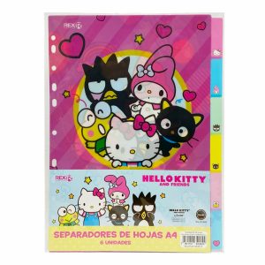 Separadores De Hojas Diseño Hello Kitty REX PLASTICS X 6 Uds A4