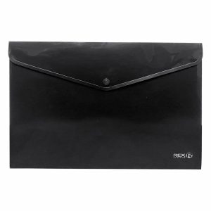 Sobre Porta Documento Negro Con Broche Plástico REX PLASTICS A4