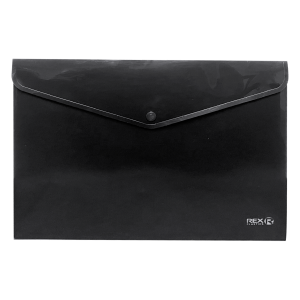 Sobre Porta Documento Negro Con Broche Plástico REX PLASTICS A4